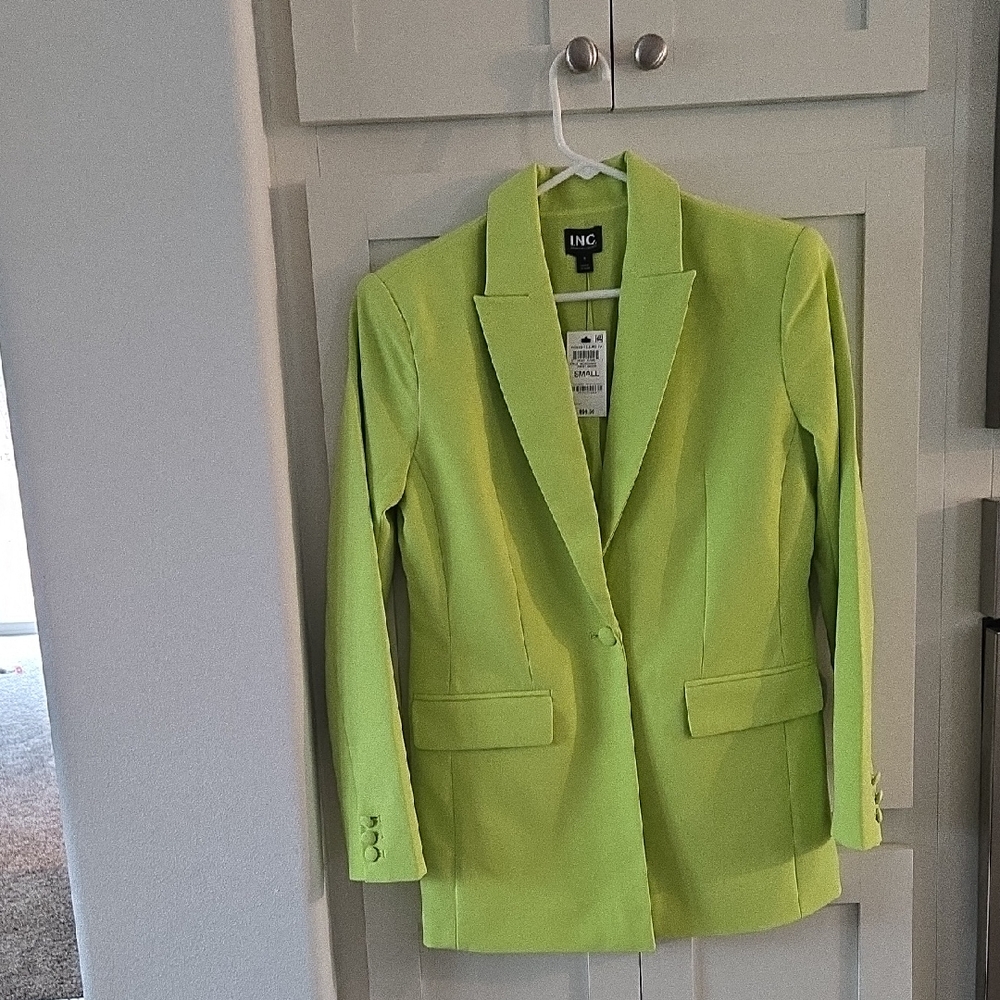 INC International Concepts Women's Vibrant Lime Blazer
